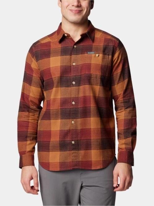 Columbia Cornell Woods Flannel Long Sleeve Shirt férfi hosszú ujjú ing barna színben 2