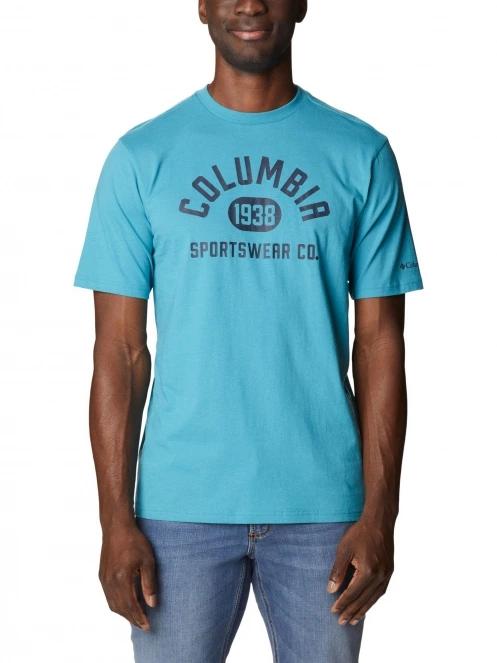 Columbia Csc Basic Logo Short Sleeve Shirt férfi rövid ujjú póló kék színben 2