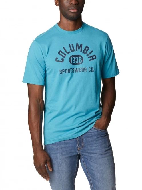 Columbia Csc Basic Logo Short Sleeve Shirt férfi rövid ujjú póló kék színben 5