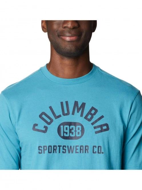 Columbia Csc Basic Logo Short Sleeve Shirt férfi rövid ujjú póló kék színben 6