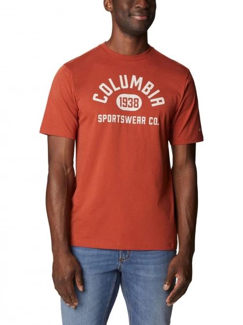Columbia Csc Basic Logo Short Sleeve Shirt férfi rövid ujjú póló piros színben 2