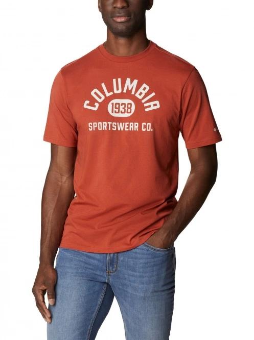 Columbia Csc Basic Logo Short Sleeve Shirt férfi rövid ujjú póló piros színben 5