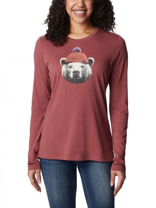 Columbia Hidden Haven Long Sleeve Tee női hosszú ujjú póló piros színben 2