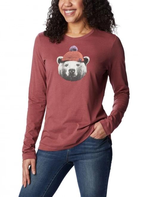 Columbia Hidden Haven Long Sleeve Tee női hosszú ujjú póló piros színben 5