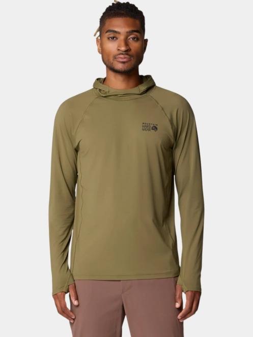 Mountain Hardwear Crater Lake Hoody férfi hosszú ujjú sport póló zöld színben 2