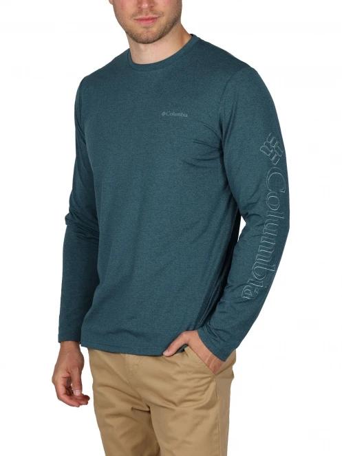Columbia Tech Trail Long Sleeve Graphic férfi hosszú ujjú sport póló zöld színben 6