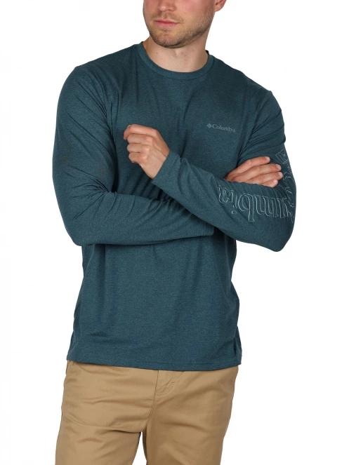 Columbia Tech Trail Long Sleeve Graphic férfi hosszú ujjú sport póló zöld színben 7