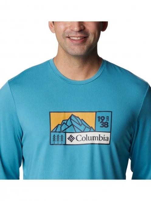 Columbia Tech Trail Long Sleeve Graphic férfi hosszú ujjú sport póló kék színben 6
