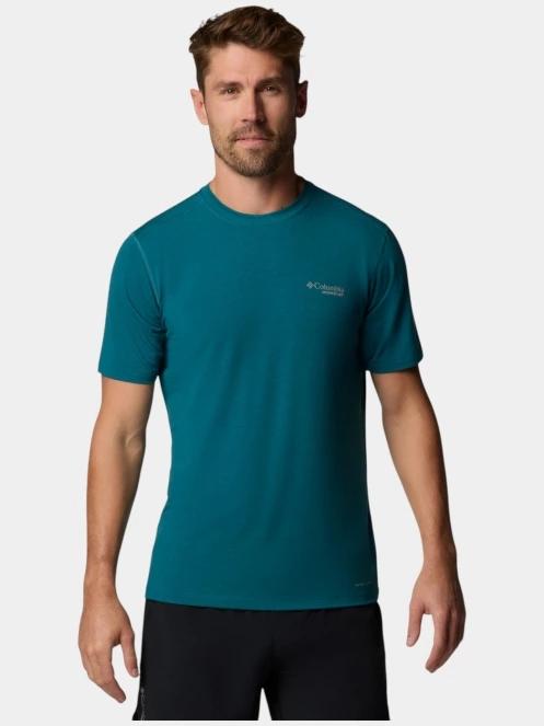 Columbia M Endless Trail Running Tech Tee férfi rövid ujjú sport póló zöld színben 2