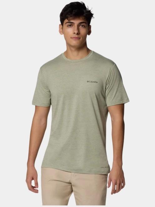 Columbia Kwick Hike Back Graphic SS Tee férfi rövid ujjú sport póló zöld színben 2