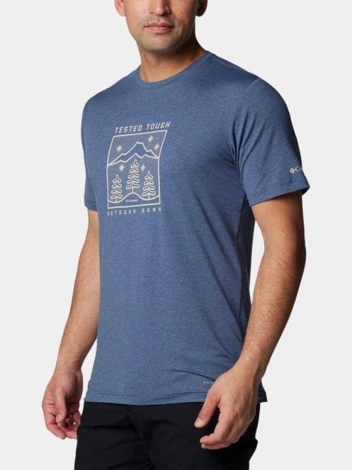 Columbia Kwick Hike Graphic Short Sleeve Tee férfi rövid ujjú sport póló kék színben 5