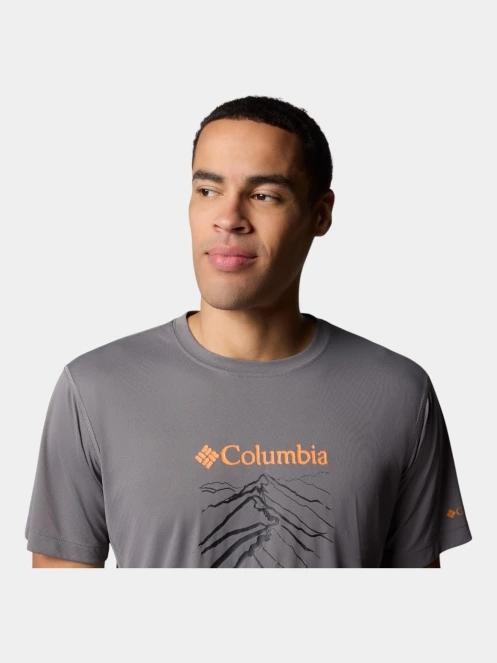Columbia Zero Rules Light Short Sleeve Graphic Crew férfi rövid ujjú sport póló szürke színben 5